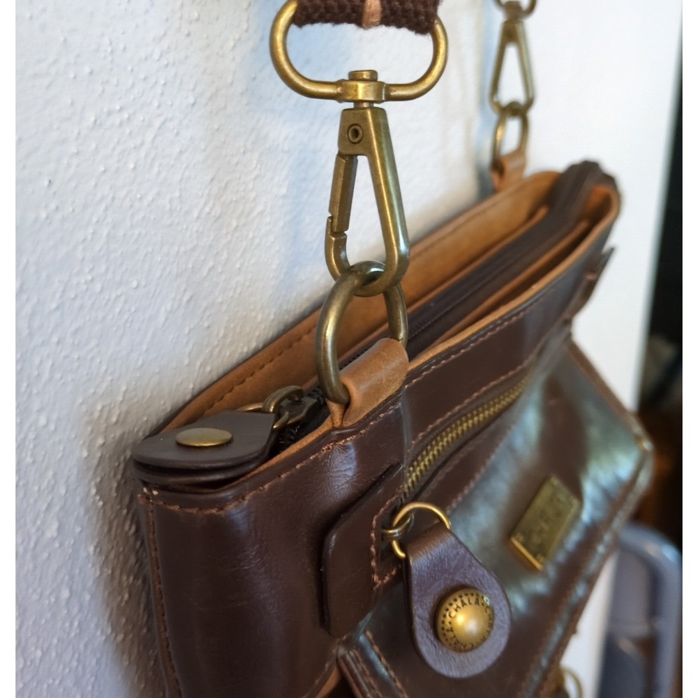 Chala  Shoulder Bag Womens Brown M Crossbody Purse Zip Close Pockets Adjustable - Picture 7 of 11